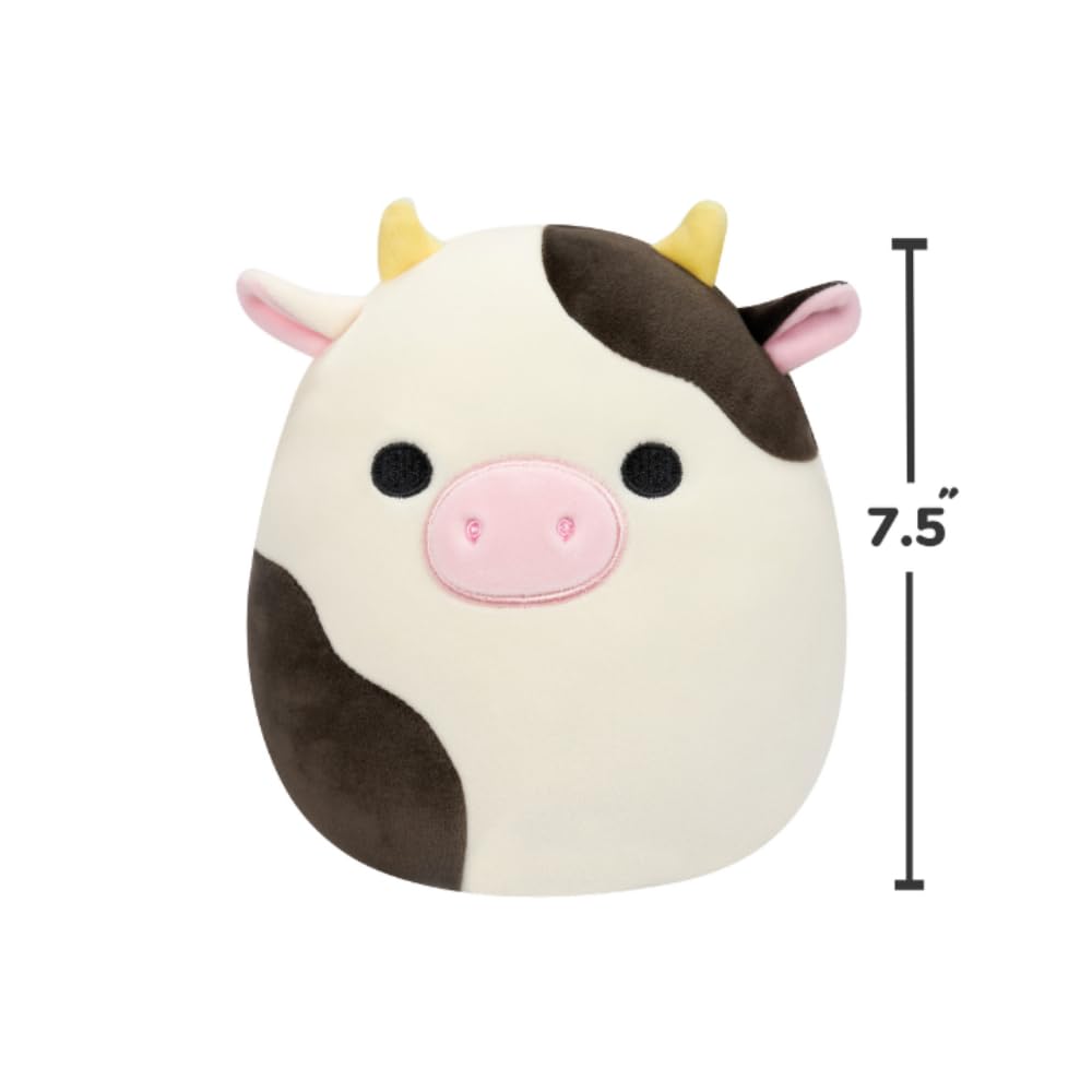 Squishmallows 7.5-Inch Connor the Black and White Cow – Ultrasoft Collectible Plush