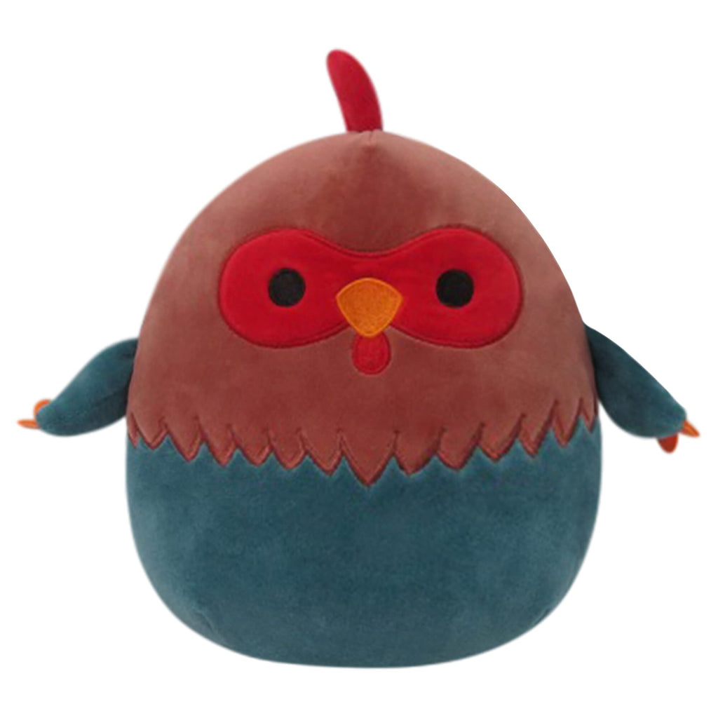 Squishmallows 8-Inch Reed Rooster Plush - Official Ultra-Soft Red and Blue Stuffed Toy
