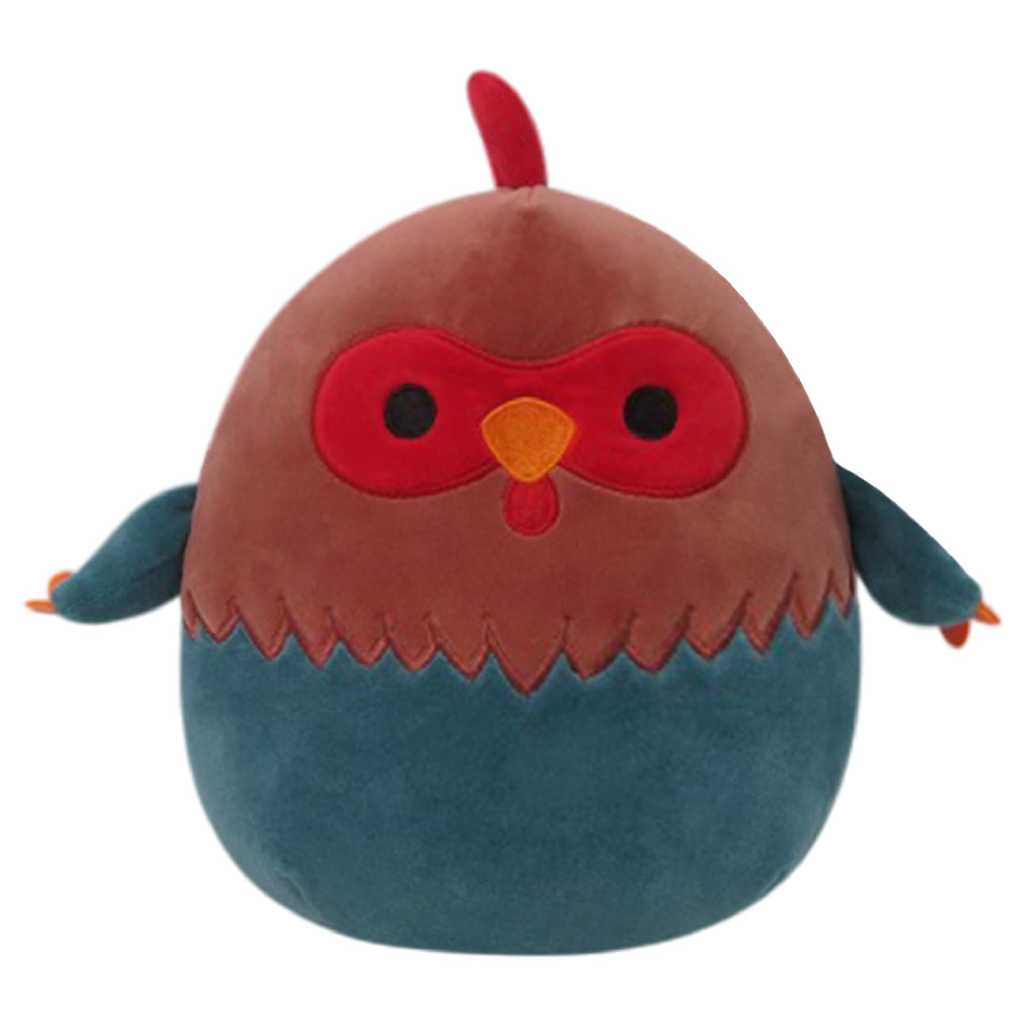 Squishmallows 8-Inch Reed Rooster Plush - Official Ultra-Soft Red and Blue Stuffed Toy