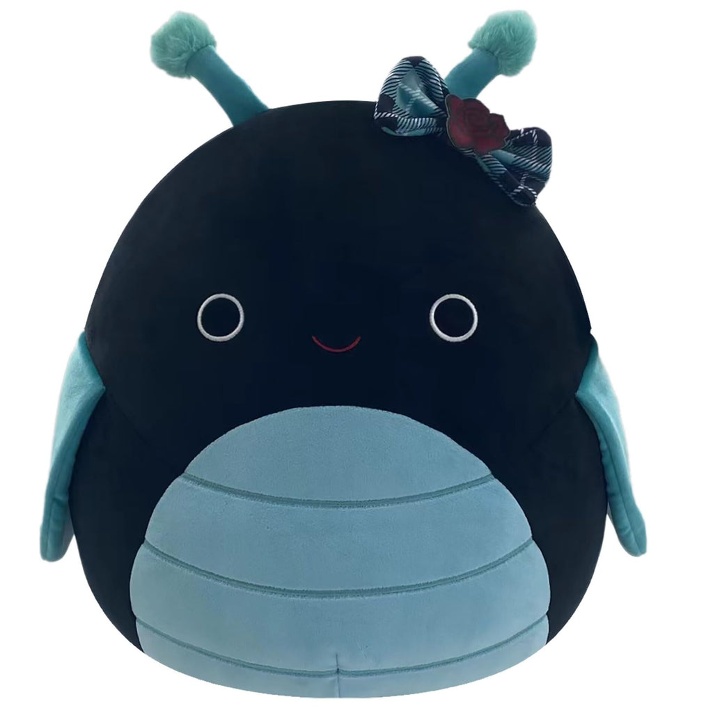 Squishmallows Celie 14-Inch Teal and Black Grasshopper Plush with Bow – Official Jazwares Soft Toy