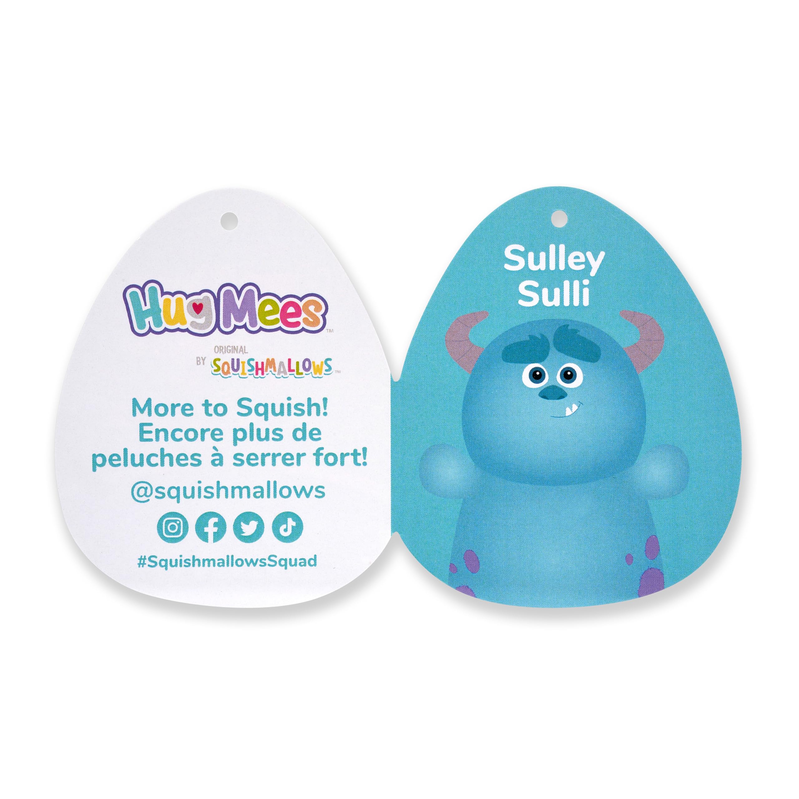 Squishmallows Disney Pixar Sulley HugMees 10-Inch Plush – Ultrasoft Medium-Sized Huggable Toy