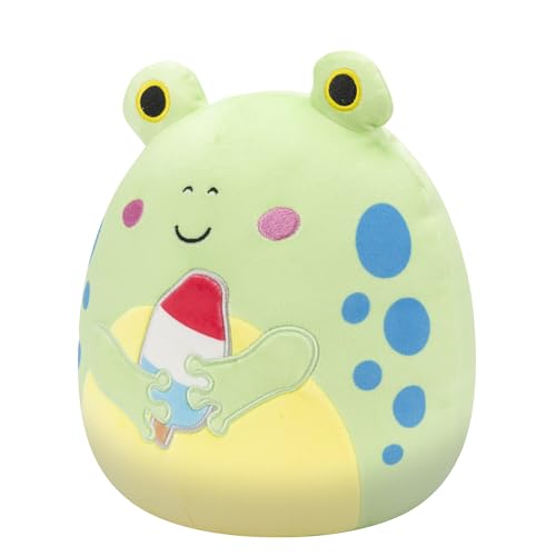 Squishmallows Limell the Frog 8-Inch Plush - Blue Spots Holding Popsicle, Official Jazwares