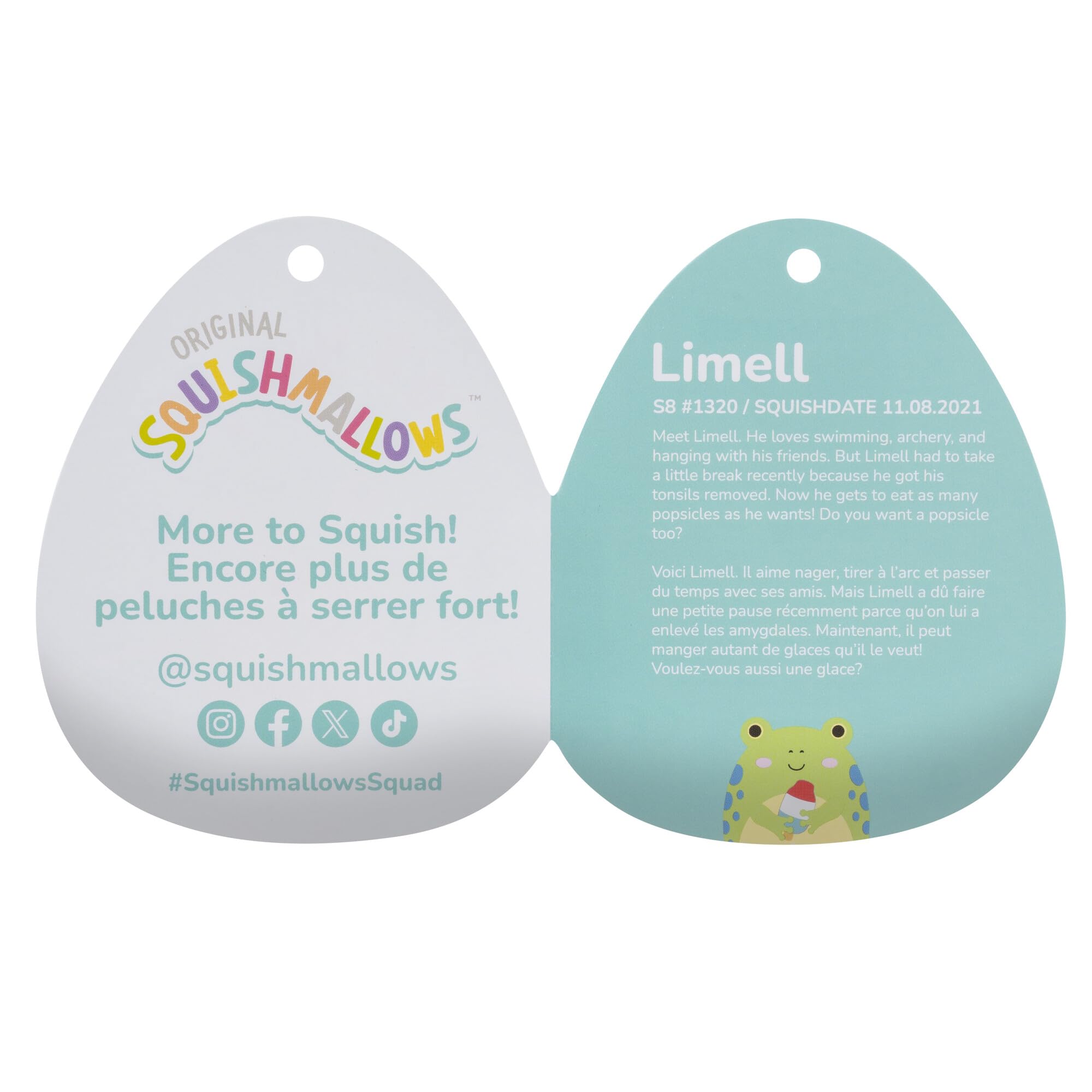 Squishmallows Limell the Frog 8-Inch Plush - Blue Spots Holding Popsicle, Official Jazwares