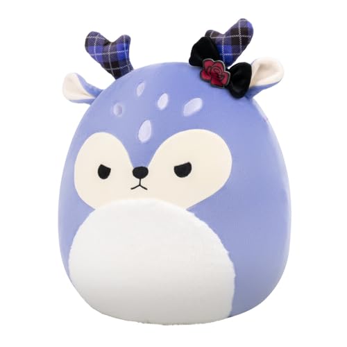 Squishmallows Original 14-Inch Binoche the Purple Fawn Plush with Plaid Antlers and Bow – Jazwares
