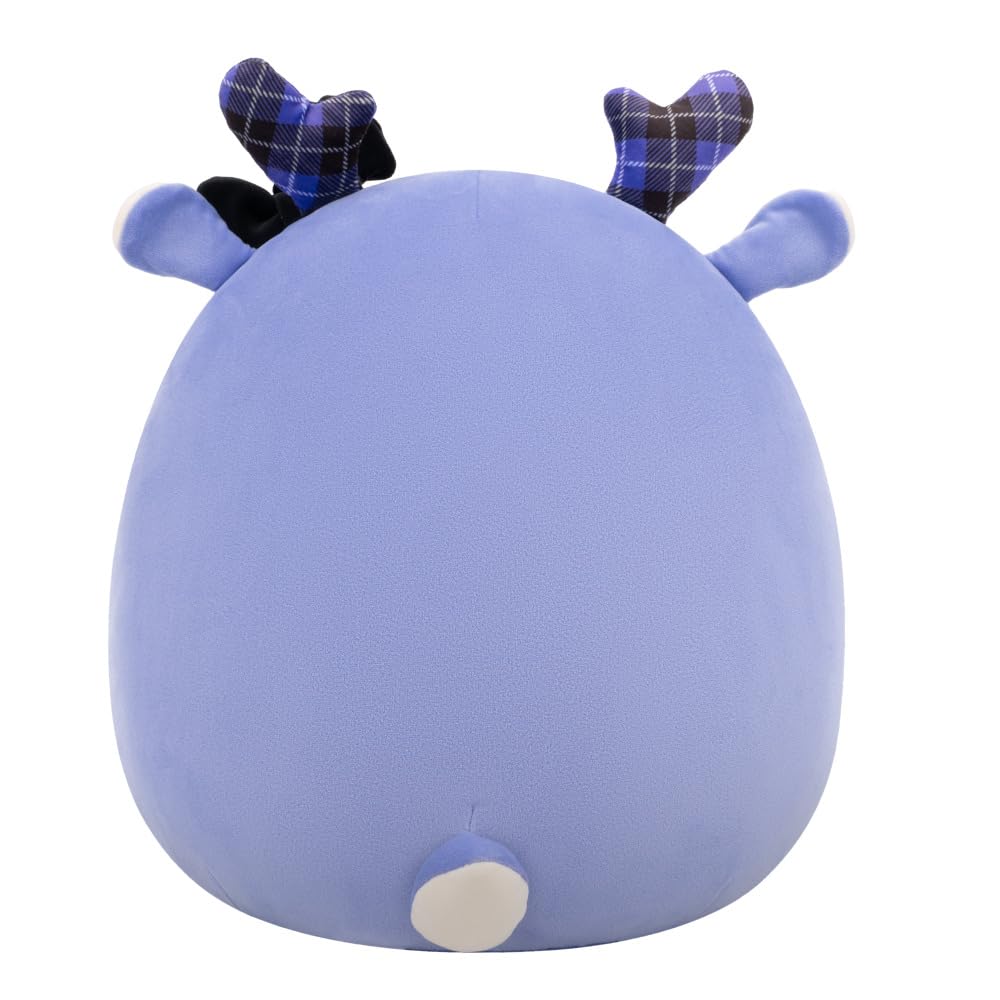 Squishmallows Original 14-Inch Binoche the Purple Fawn Plush with Plaid Antlers and Bow – Jazwares