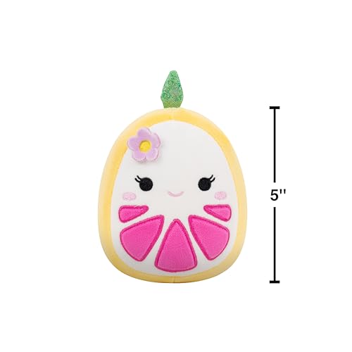 Squishmallows Original 5-Inch Eleanor Yellow Grapefruit Plush with Flower Hairpin – Official Jazwares