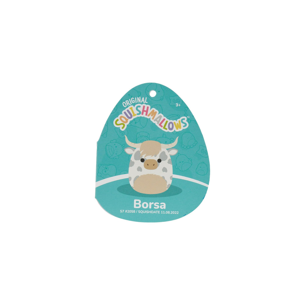 Squishmallows Original 7.5-Inch Borsa the Grey Spotted Highland Cow - Ultrasoft Plush Toy