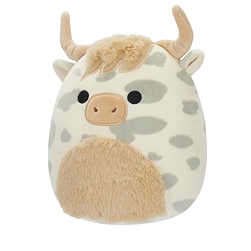 Squishmallows Original 7.5-Inch Borsa the Grey Spotted Highland Cow - Ultrasoft Plush Toy