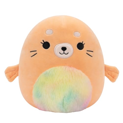 Squishmallows Original 8-Inch Romy Peach Seal with Tie-Dye Belly – Official Jazwares Plush