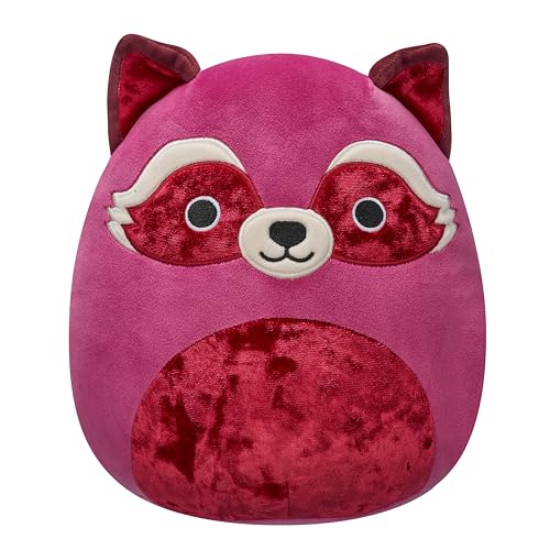 Squishmallows Original 8in Olivieri the Maroon Raccoon with Velvet Accents – Official Jazwares Plush