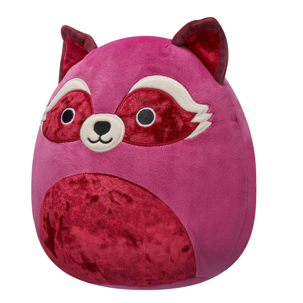 Squishmallows Original 8in Olivieri the Maroon Raccoon with Velvet Accents – Official Jazwares Plush