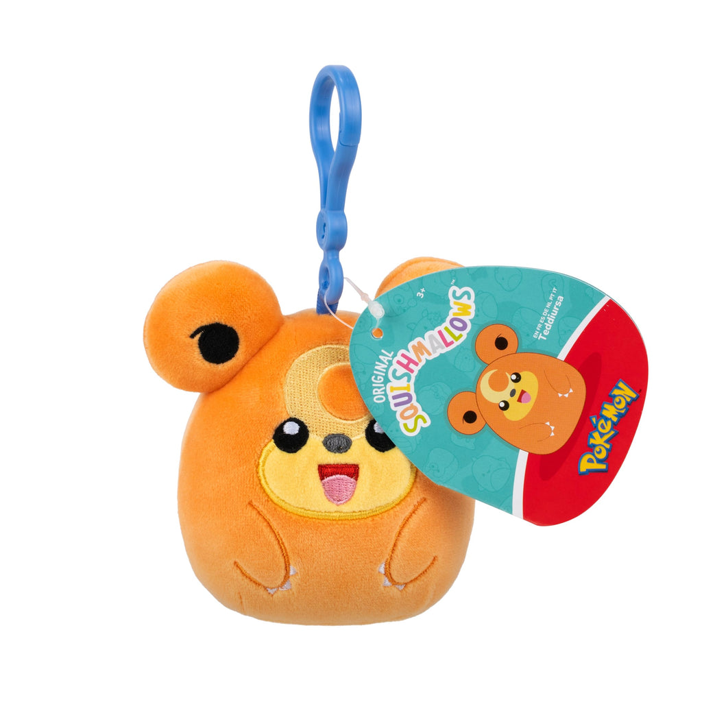 Squishmallows Pokémon Teddiursa Clip-On Plush – Ultrasoft Official Mini Plushie
