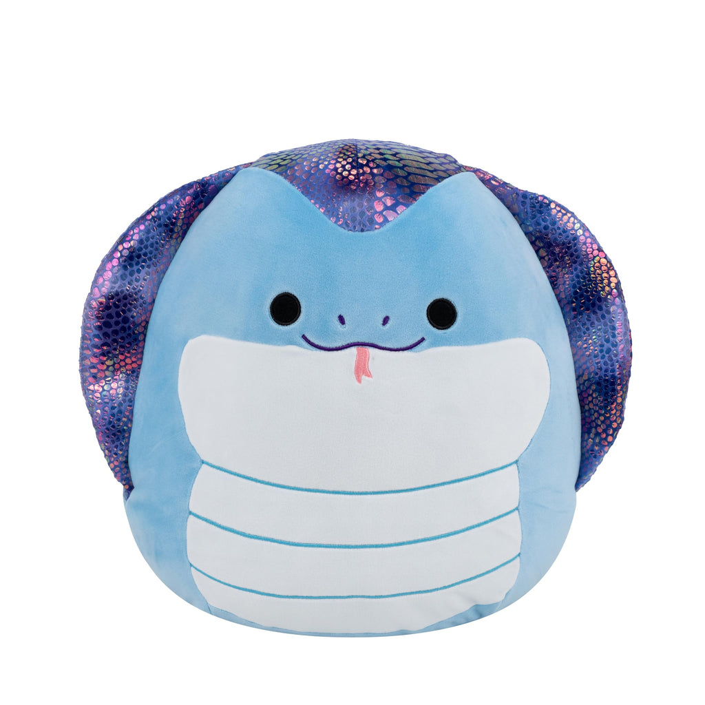Squishmallows Suzmac 14-Inch Blue Cobra Plush with Iridescent Scales – Official Jazwares
