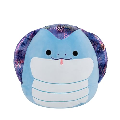 Squishmallows Suzmac 14-Inch Blue Cobra Plush with Iridescent Scales – Official Jazwares