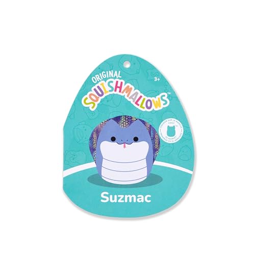 Squishmallows Suzmac 14-Inch Blue Cobra Plush with Iridescent Scales – Official Jazwares