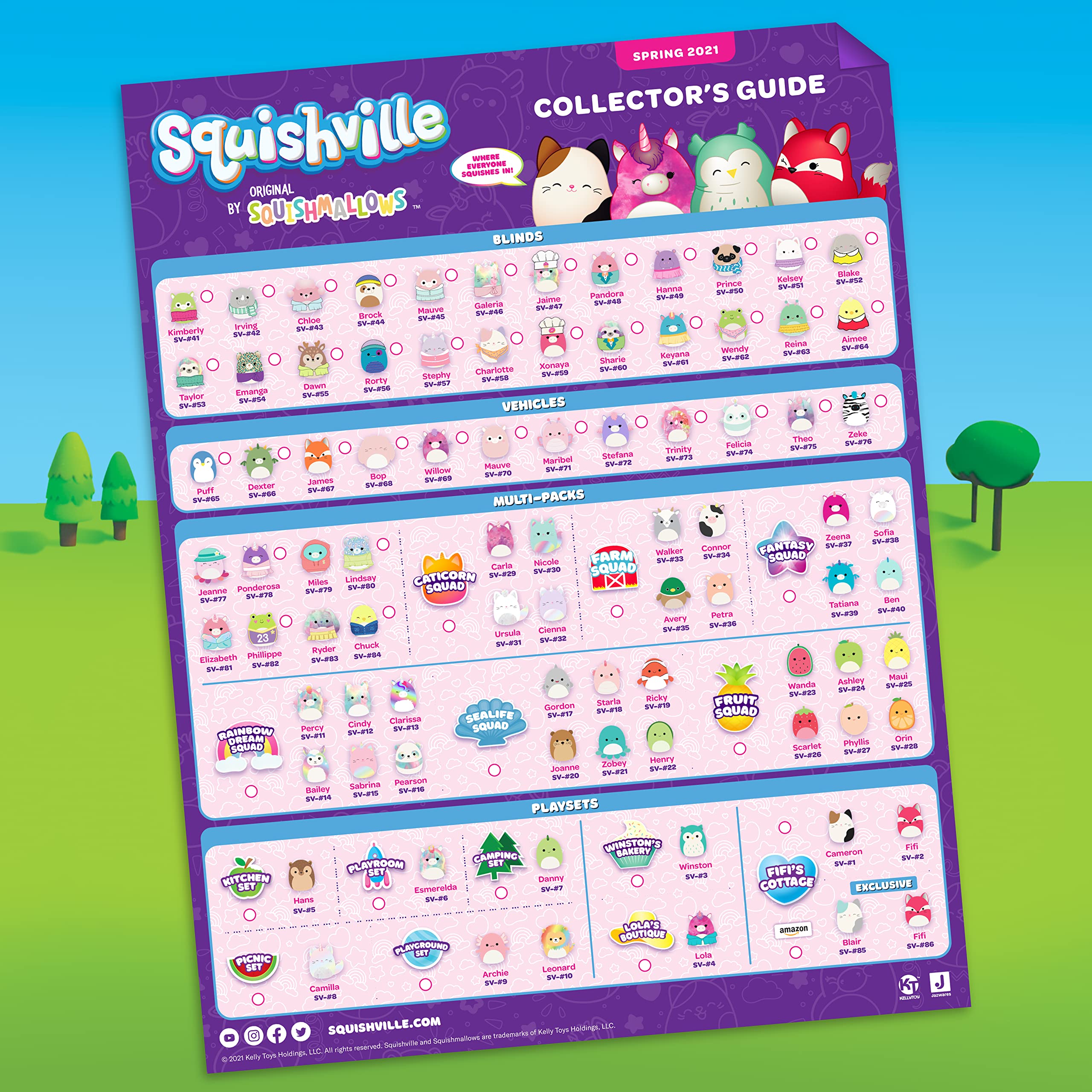 Squishville Mini-Squishmallows Pack: Maribel in Plane & Willow in Carriage, 2-Inch Soft Plush with Vehicles