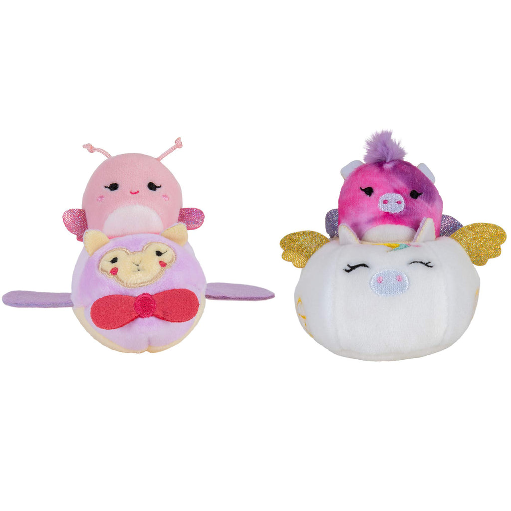 Squishville Mini-Squishmallows Pack: Maribel in Plane & Willow in Carriage, 2-Inch Soft Plush with Vehicles