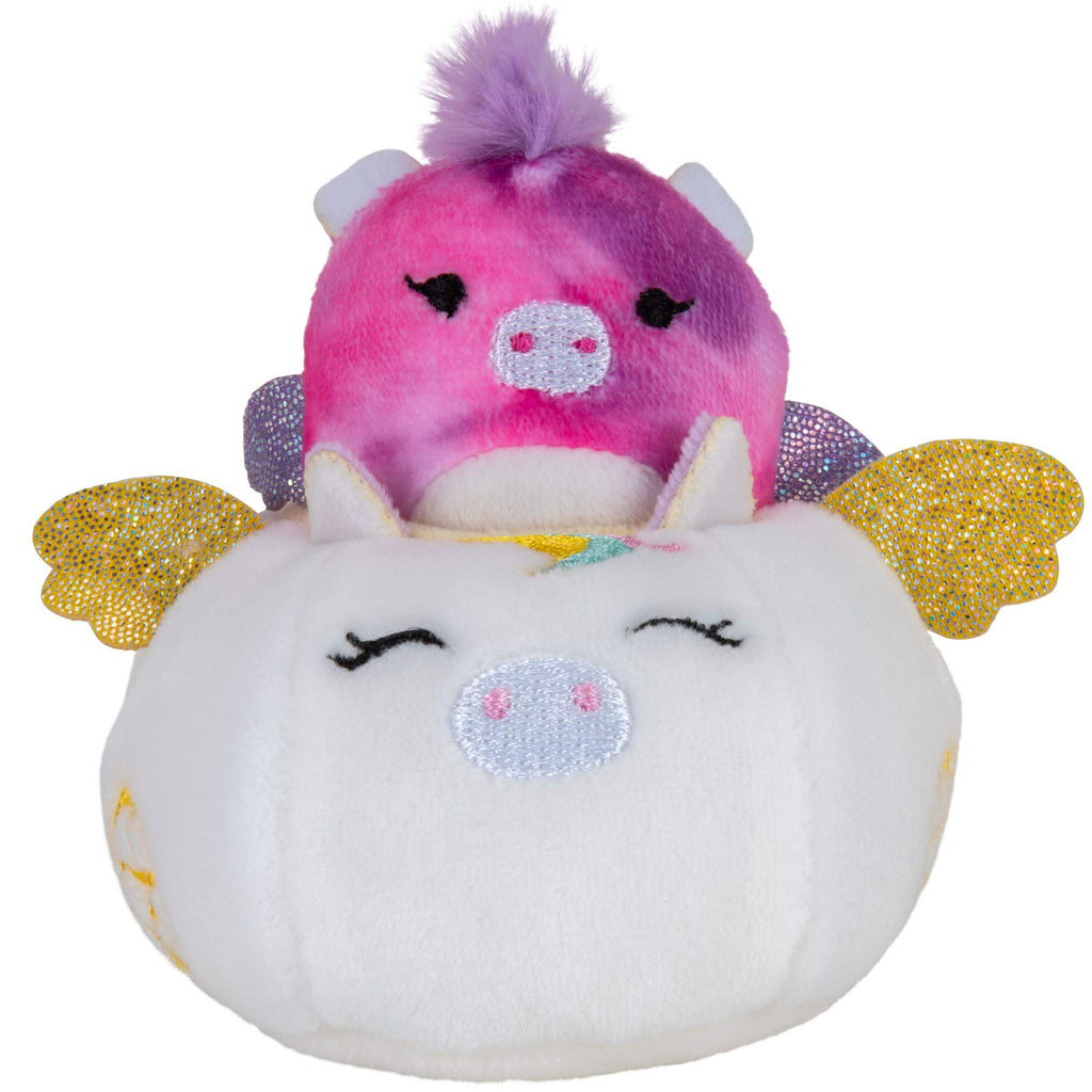 Squishville Mini-Squishmallows Pack: Maribel in Plane & Willow in Carriage, 2-Inch Soft Plush with Vehicles