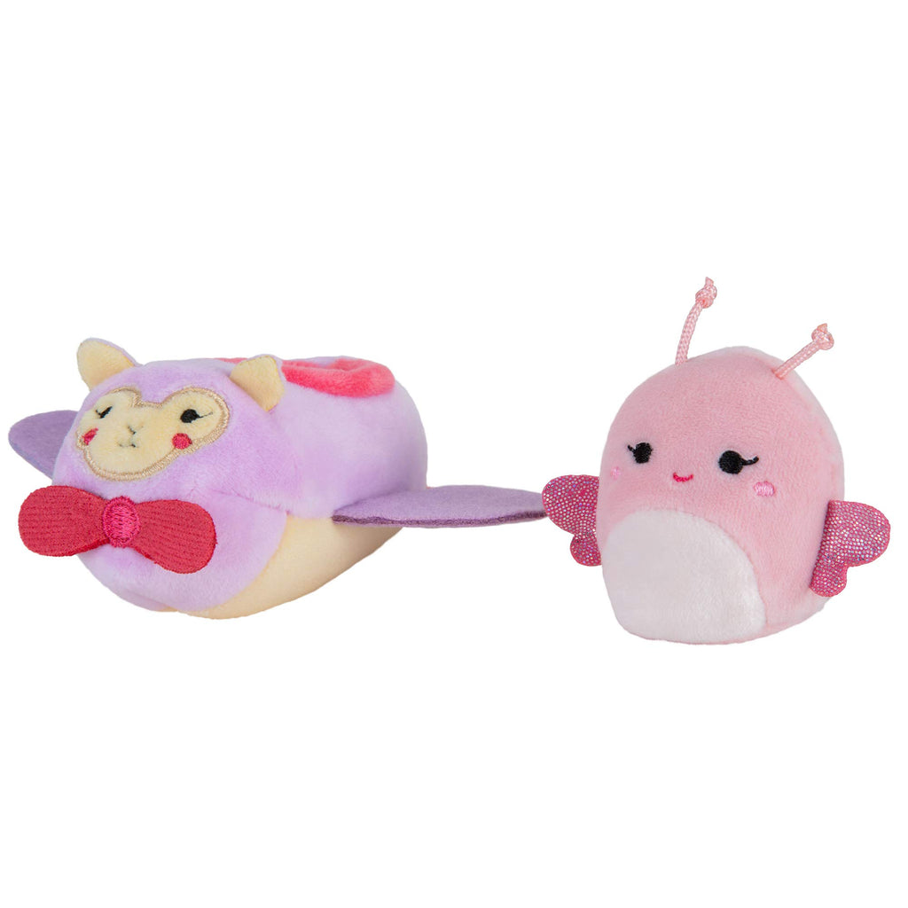 Squishville Mini-Squishmallows Pack: Maribel in Plane & Willow in Carriage, 2-Inch Soft Plush with Vehicles
