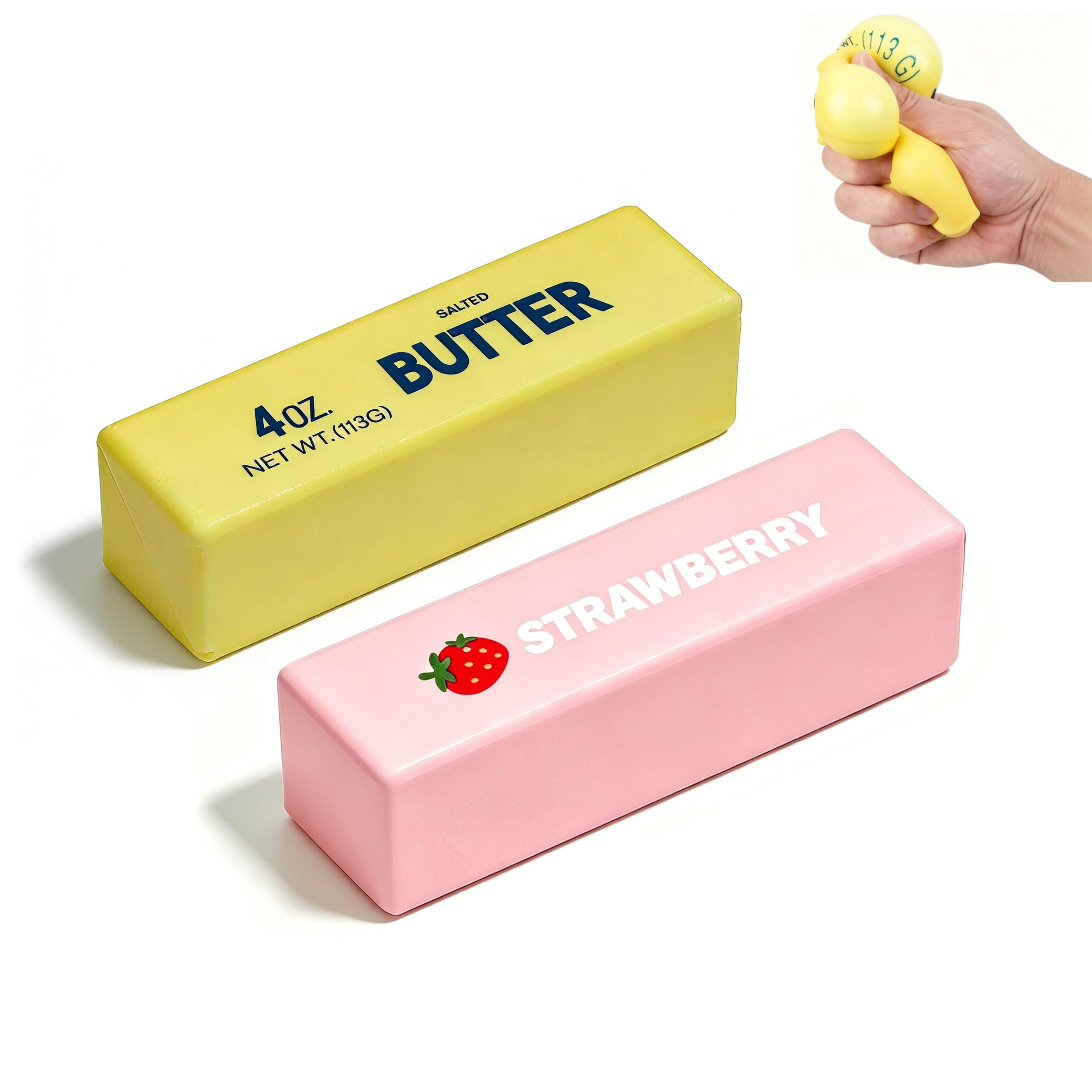 Squishy Butter Squeeze Toy – Slow Rising Stress Balls for Anxiety Relief (1 Yellow + 1 Pink)
