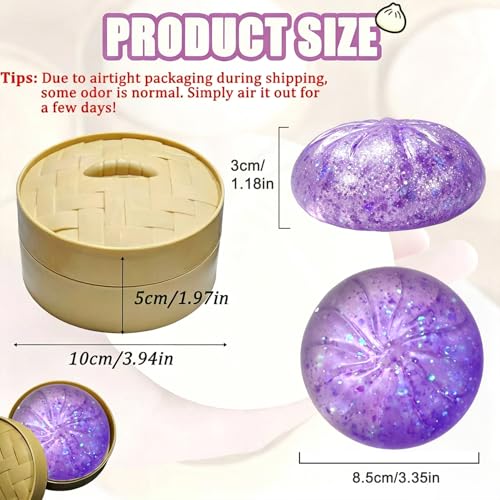 Squishy Dumpling Mystery Box – Pink Dumpling Squishy for Adults, Slow Rising Stress Relief Fidget Toy with Mini Basket