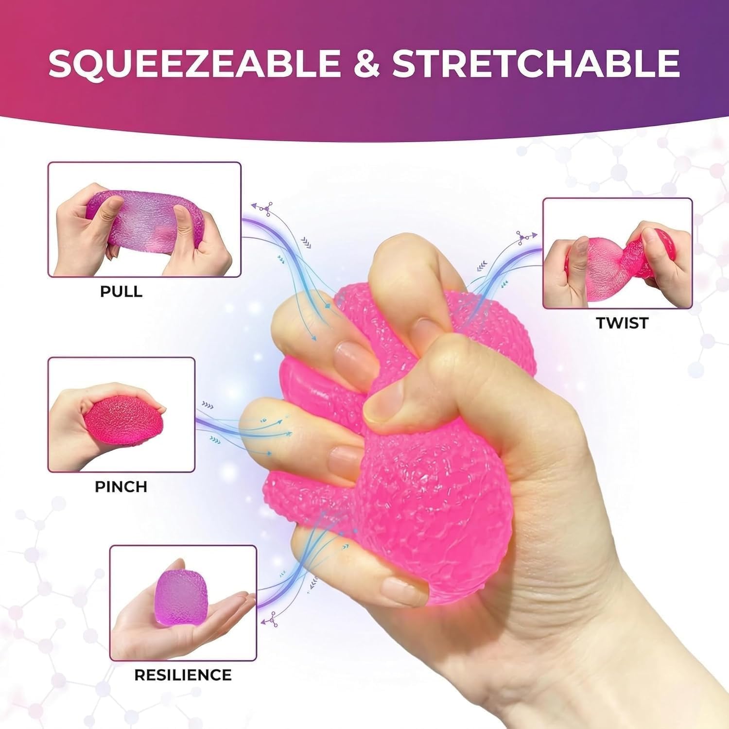 Squishy Fidget Squeeze Ball for Adults – Pink Sensory Stress Relief Toy