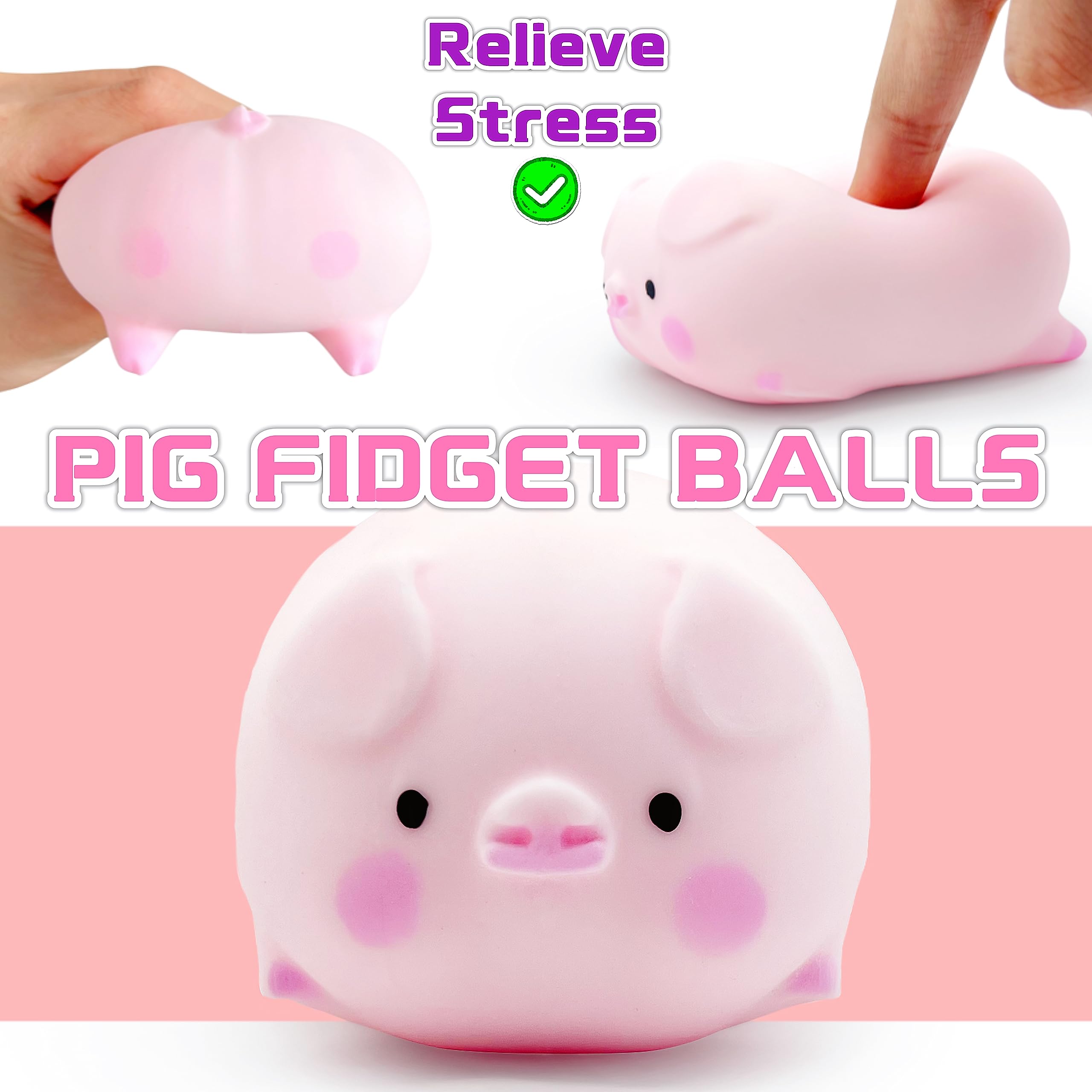 Squishy Pig Stress Ball – Soft TPR Fidget Toy for Kids, Autism Sensory Squeeze Dough Ball (1 Pack)
