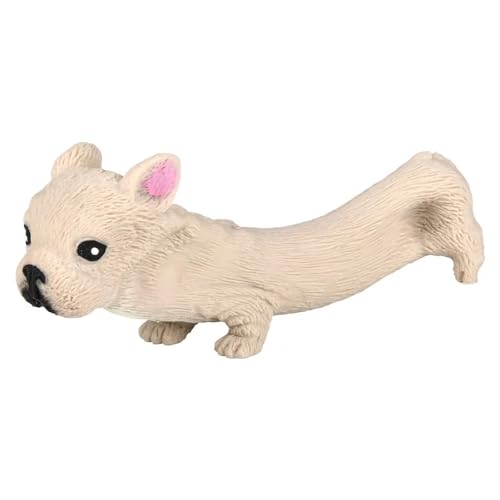 Squishy Stretchy Bulldog (2 Pack) - Sand-Filled Fidget Sensory Toy for Stress Relief - Tan & Brown