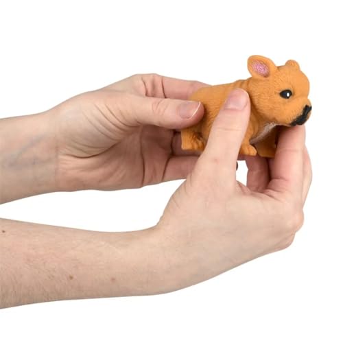 Squishy Stretchy Bulldog (2 Pack) - Sand-Filled Fidget Sensory Toy for Stress Relief - Tan & Brown
