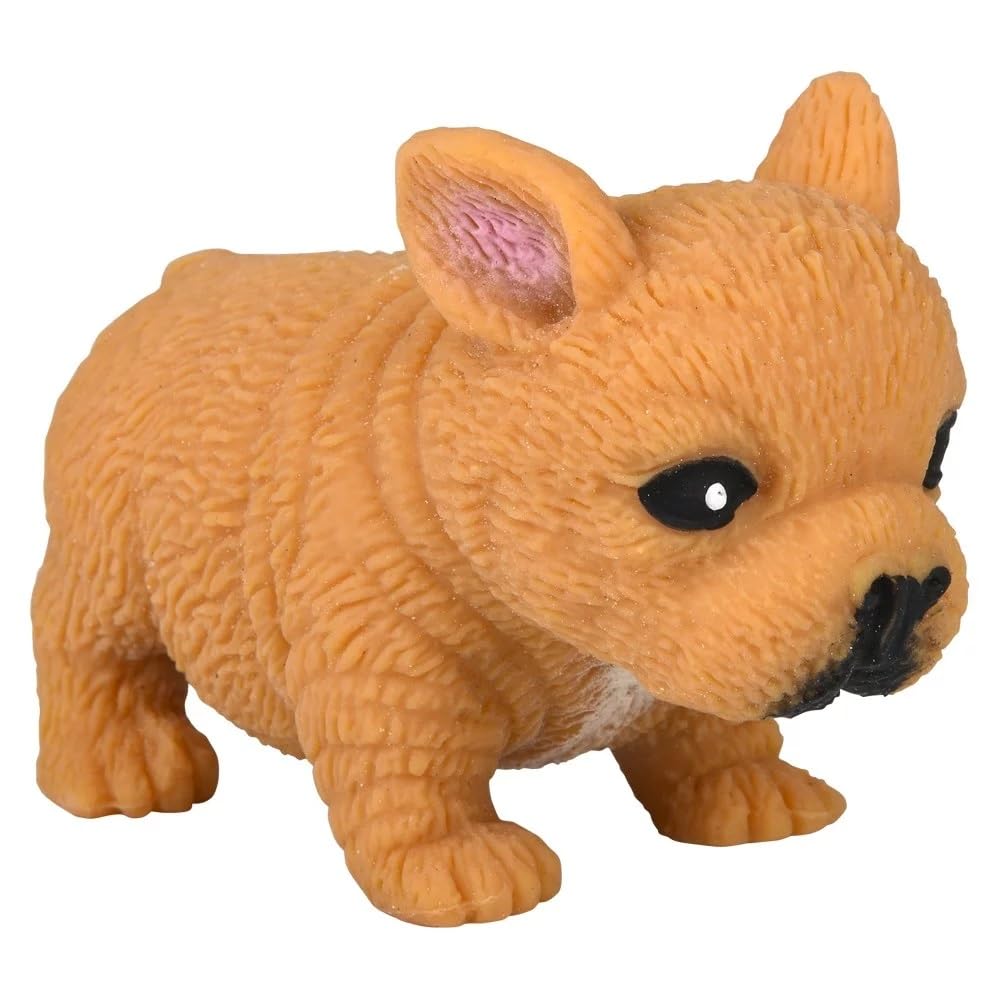 Squishy Stretchy Bulldog (2 Pack) - Sand-Filled Fidget Sensory Toy for Stress Relief - Tan & Brown