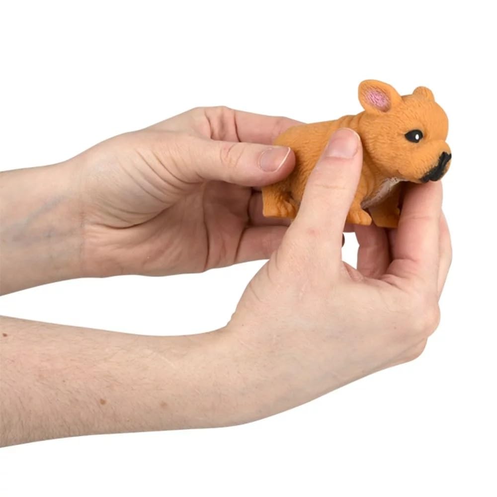 Squishy Stretchy Bulldog (2 Pack) - Sand-Filled Fidget Sensory Toy for Stress Relief - Tan & Brown