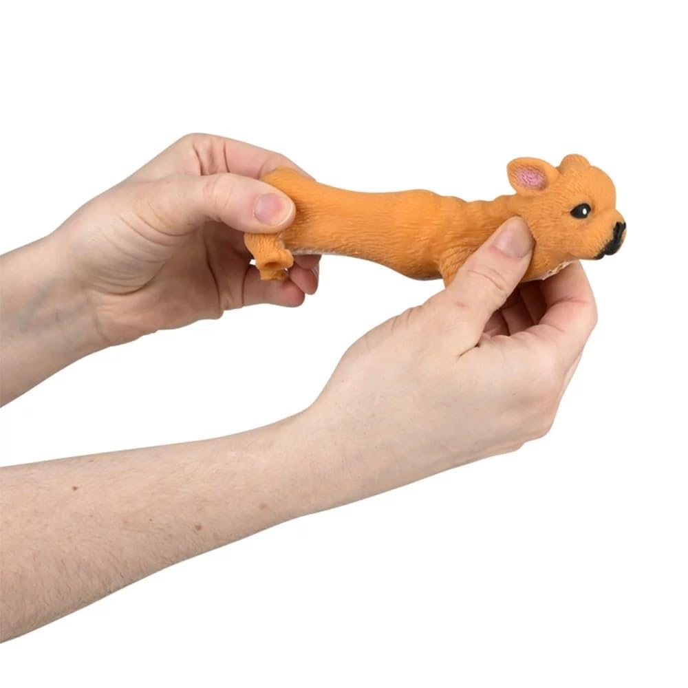 Squishy Stretchy Bulldog (2 Pack) - Sand-Filled Fidget Sensory Toy for Stress Relief - Tan & Brown