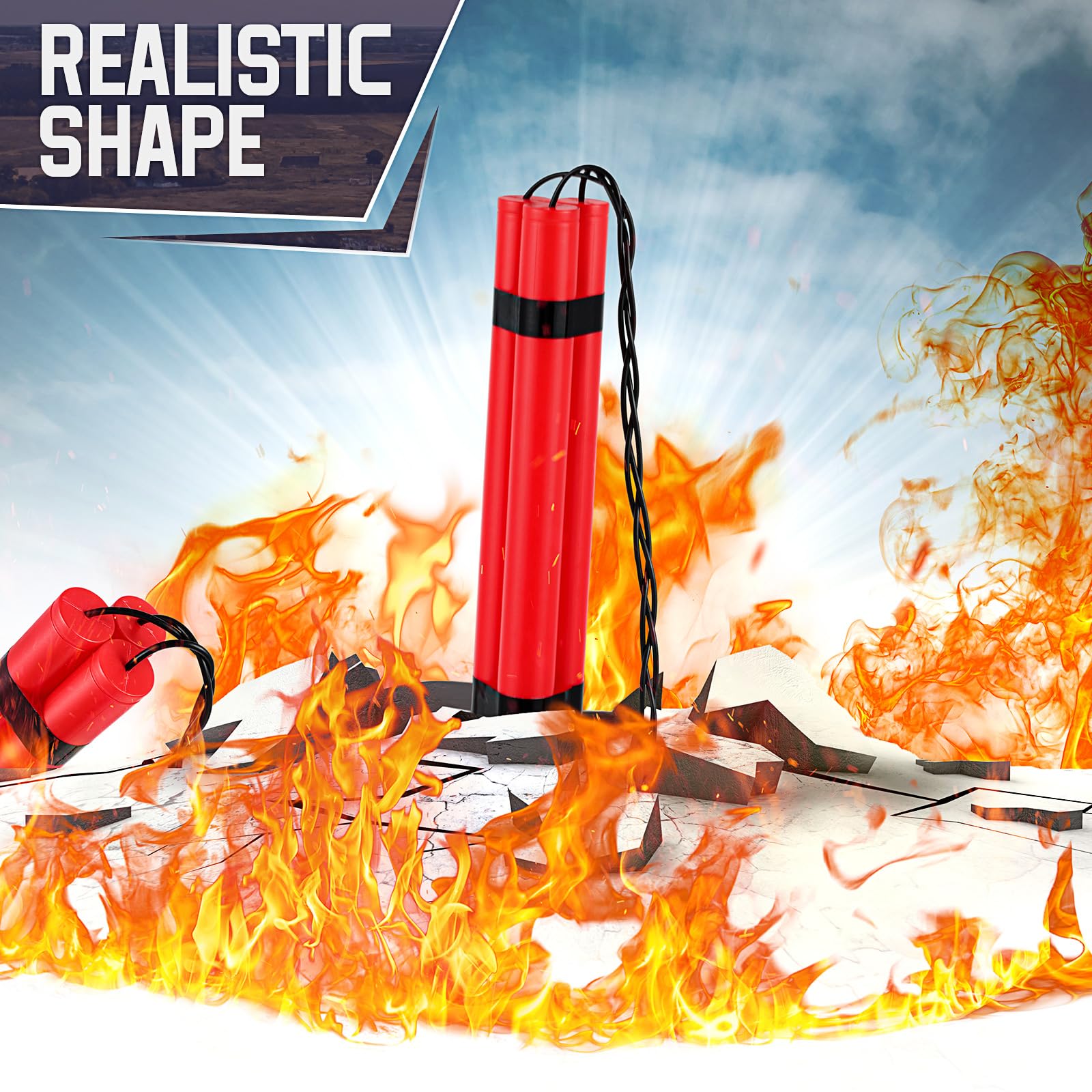 Sratte 12-Pack Fake Dynamite Sticks – Red TNT Props for Pranks, Costumes & Film