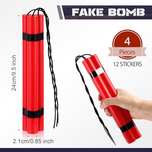 Sratte 12-Pack Fake Dynamite Sticks – Red TNT Props for Pranks, Costumes & Film