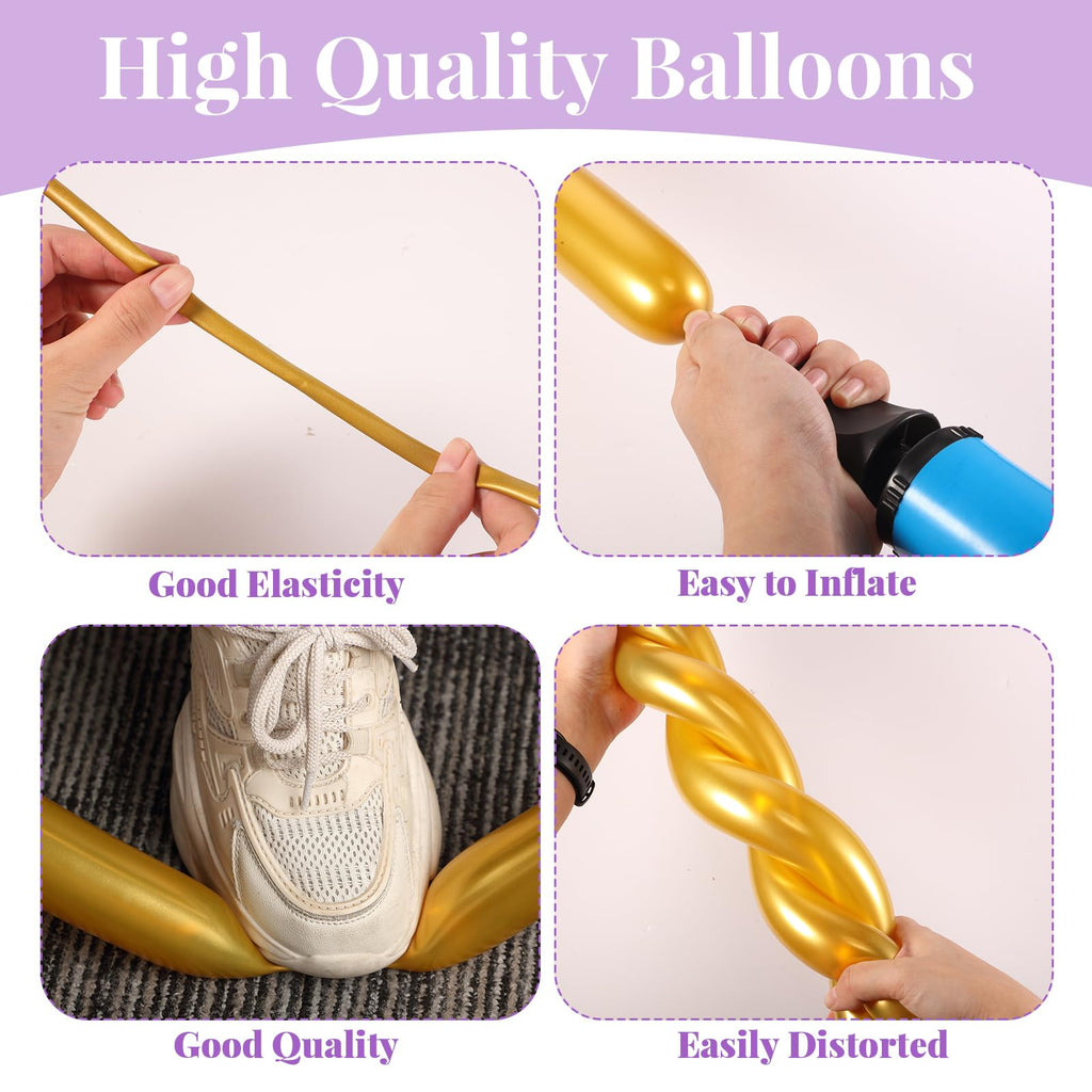 Sratte 200 Pack Metallic 260Q Long Balloons for Twisting Animal Shapes - Party Decorations