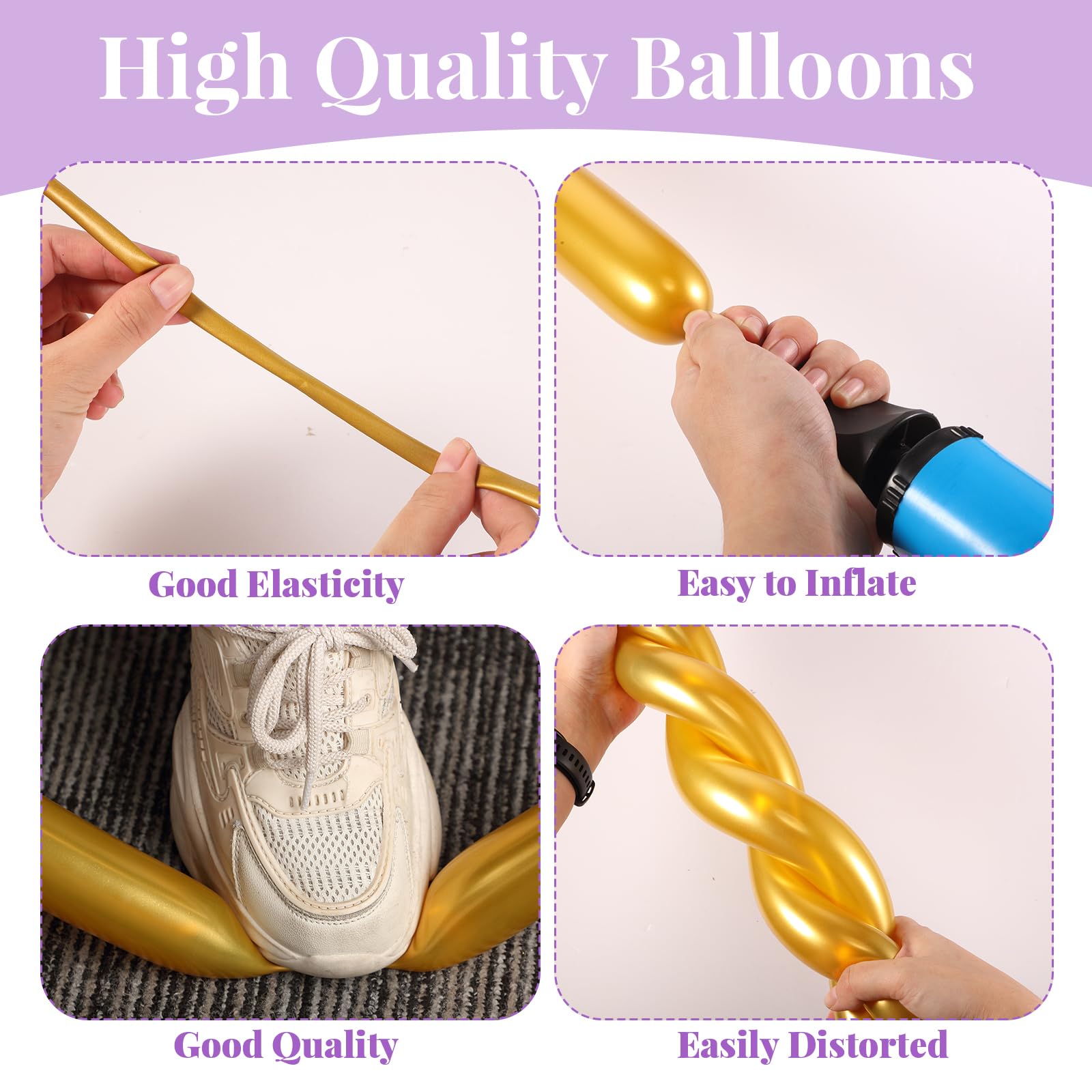 Sratte 200 Pack Metallic 260Q Long Balloons for Twisting Animal Shapes - Party Decorations
