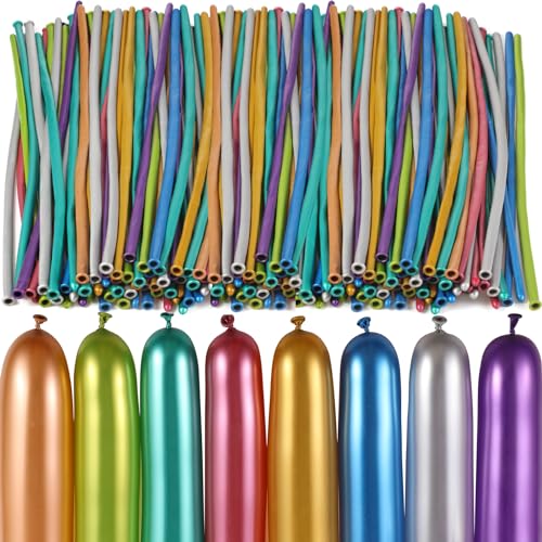 Sratte 200 Pack Metallic 260Q Long Balloons for Twisting Animal Shapes - Party Decorations