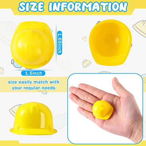 Sratte 50-Pack Mini Construction Hats – Plastic Toy Hard Hats for Party Decor, Dolls, DIY Crafts, and Bottle Toppers