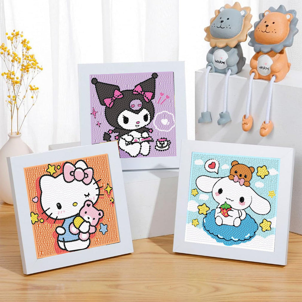 Sretoul 4 Pack Cartoon Diamond Art Kits for Kids - DIY Crystal Gem Painting (6x6 inch)