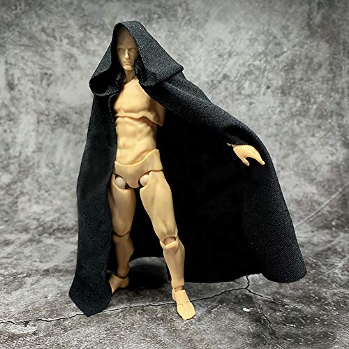 SSbeauty M 1:12 Scale Black Fabric Cape Cloak with Hood for 6 Inch Action Figures