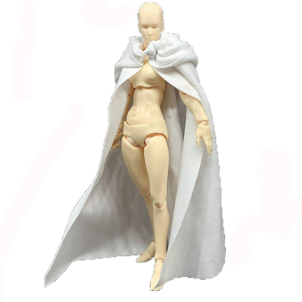 SSbeauty M 1:12 Scale Handmade White Fabric Cloak with Hood for 6 Inch Action Figures