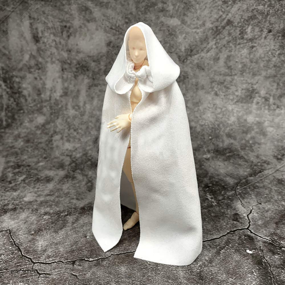 SSbeauty M 1:12 Scale Handmade White Fabric Cloak with Hood for 6 Inch Action Figures