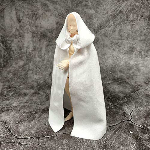 SSbeauty M 1:12 Scale Handmade White Fabric Cloak with Hood for 6 Inch Action Figures