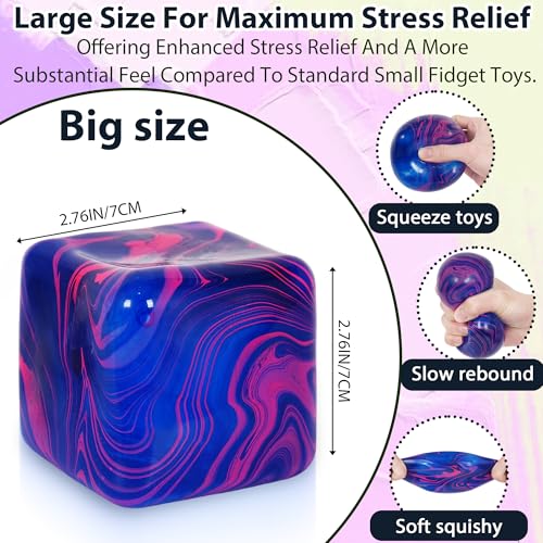 Ssqauvig Large Ice Cube Squishy Toy - 7cm Blue Stress Cube for Anxiety Relief and Focus