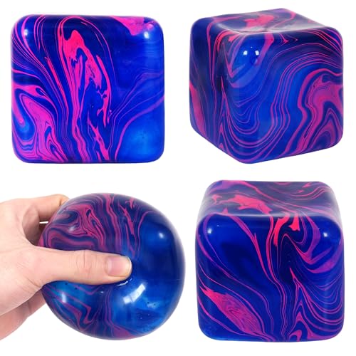 Ssqauvig Large Ice Cube Squishy Toy - 7cm Blue Stress Cube for Anxiety Relief and Focus