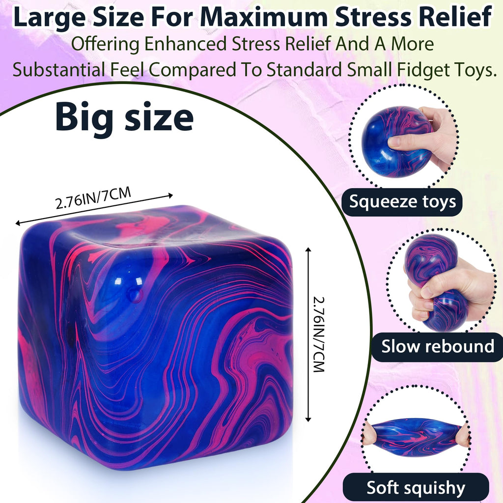 Ssqauvig Large Ice Cube Squishy Toy - 7cm Blue Stress Cube for Anxiety Relief and Focus