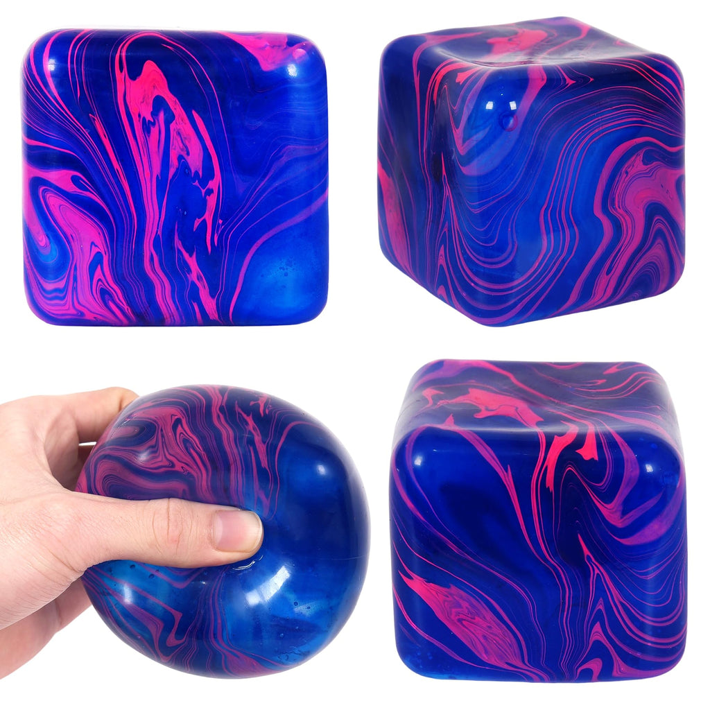 Ssqauvig Large Ice Cube Squishy Toy - 7cm Blue Stress Cube for Anxiety Relief and Focus