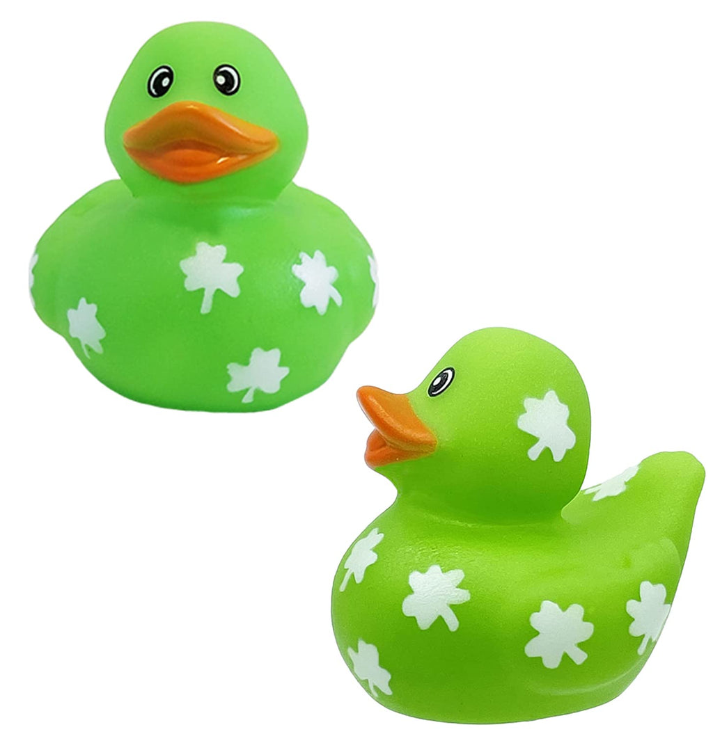 St. Patrick's Day Shamrock Rubber Ducks – 12-Pack of 2-Inch Vinyl Duckies for Kids, Bath, Party Favors, and Pool Activities