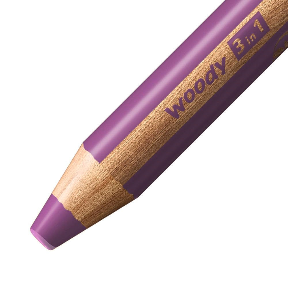 STABILO woody 3-in-1 Pencils, Birthday Edition Unicorn, Pack of 6 with Sharpener