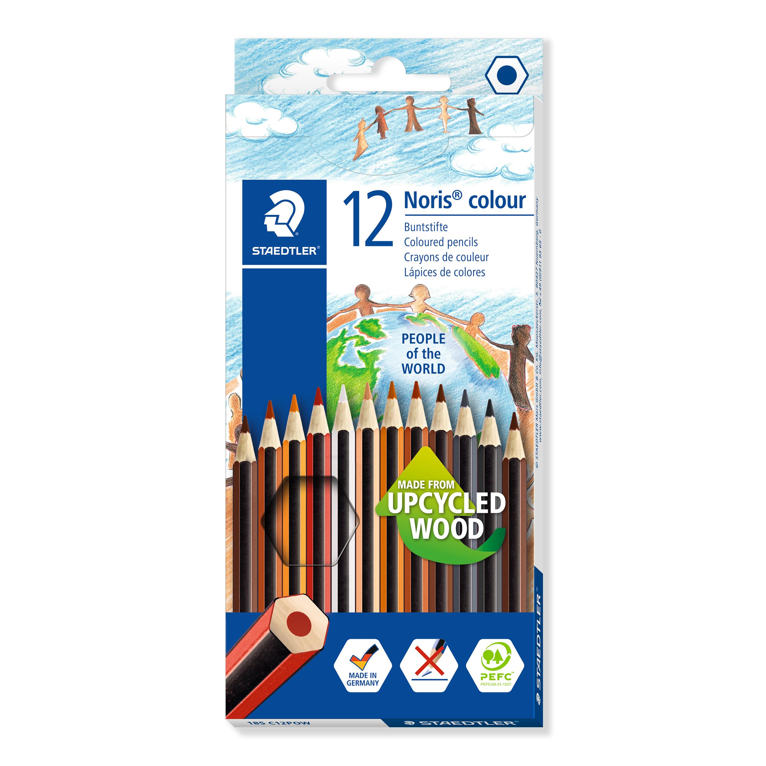 STAEDTLER Noris Colour Colouring Pencils – 12 People of the World Shades, Pre-Sharpened, Ergonomic Design